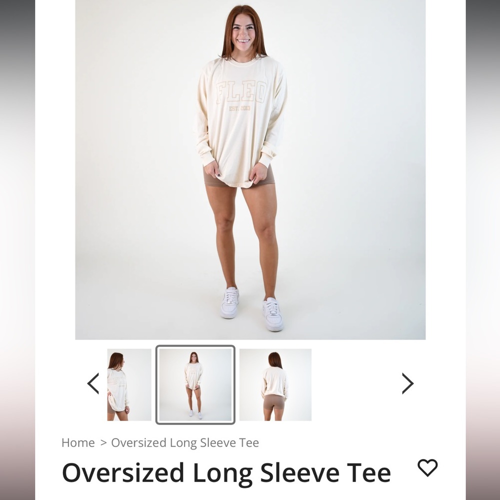 NWT FLEO Oversized Long Sleeve Tee - Ivory - Medium